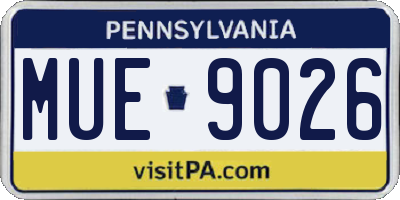 PA license plate MUE9026