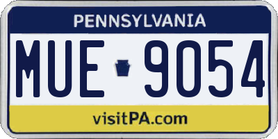 PA license plate MUE9054
