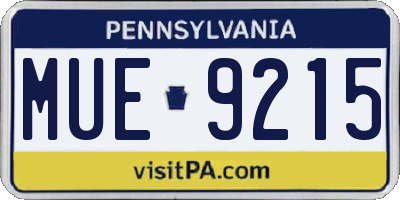 PA license plate MUE9215