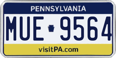 PA license plate MUE9564