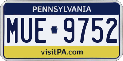 PA license plate MUE9752