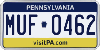 PA license plate MUF0462