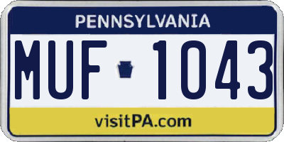 PA license plate MUF1043