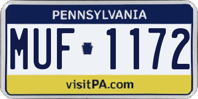 PA license plate MUF1172