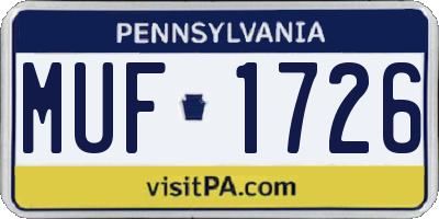PA license plate MUF1726
