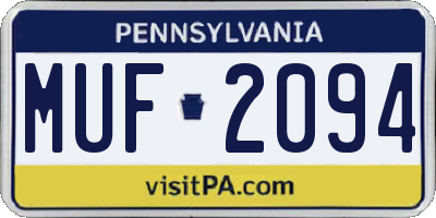 PA license plate MUF2094
