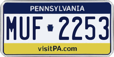 PA license plate MUF2253