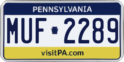 PA license plate MUF2289