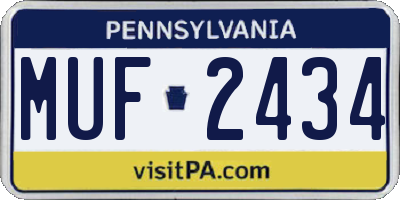 PA license plate MUF2434