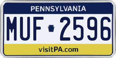 PA license plate MUF2596