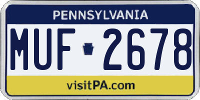 PA license plate MUF2678