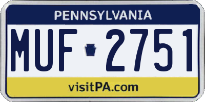 PA license plate MUF2751