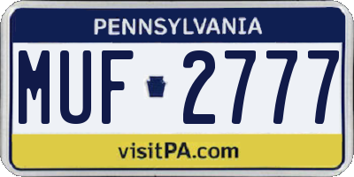 PA license plate MUF2777