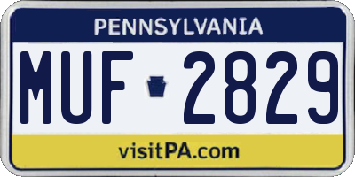 PA license plate MUF2829