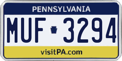 PA license plate MUF3294