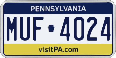 PA license plate MUF4024