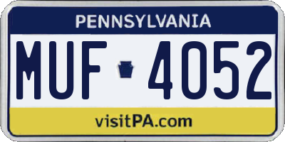PA license plate MUF4052