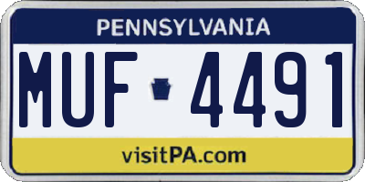 PA license plate MUF4491