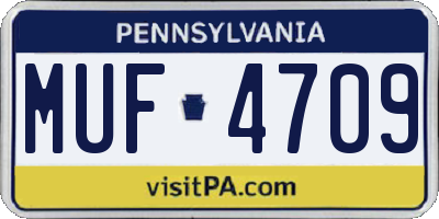 PA license plate MUF4709