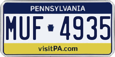 PA license plate MUF4935