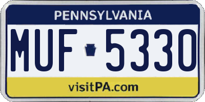 PA license plate MUF5330