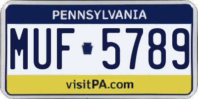 PA license plate MUF5789
