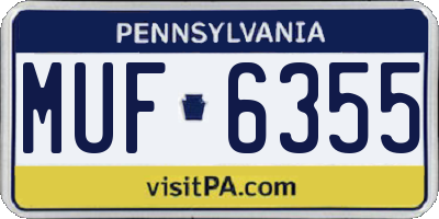 PA license plate MUF6355