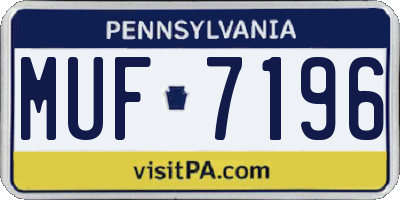 PA license plate MUF7196