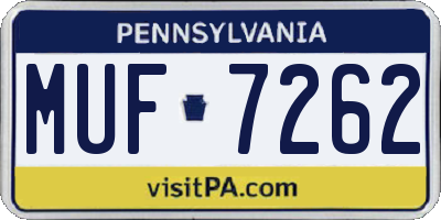 PA license plate MUF7262