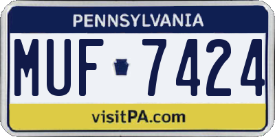 PA license plate MUF7424