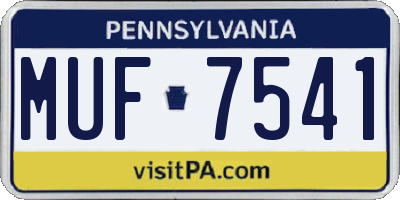 PA license plate MUF7541