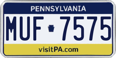 PA license plate MUF7575