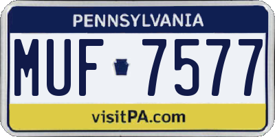 PA license plate MUF7577