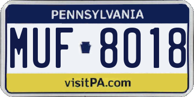 PA license plate MUF8018