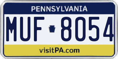 PA license plate MUF8054