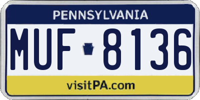 PA license plate MUF8136
