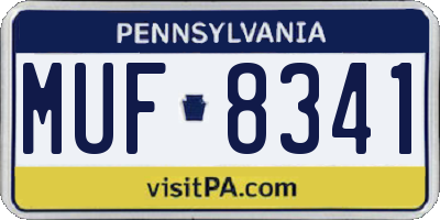 PA license plate MUF8341
