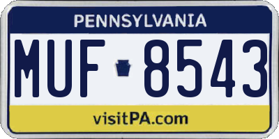 PA license plate MUF8543