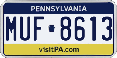 PA license plate MUF8613