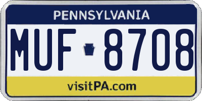 PA license plate MUF8708