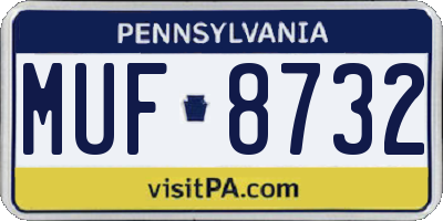PA license plate MUF8732