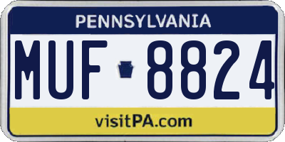 PA license plate MUF8824