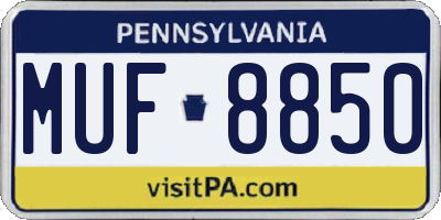 PA license plate MUF8850