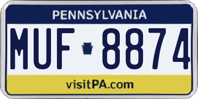 PA license plate MUF8874