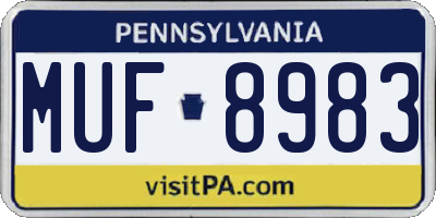 PA license plate MUF8983