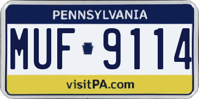 PA license plate MUF9114
