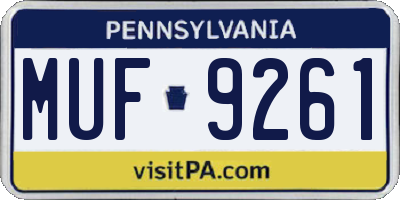 PA license plate MUF9261