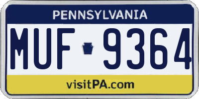 PA license plate MUF9364