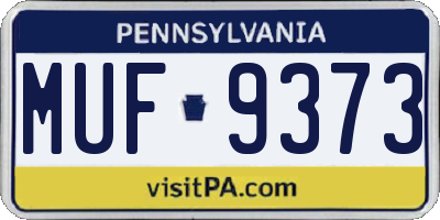 PA license plate MUF9373