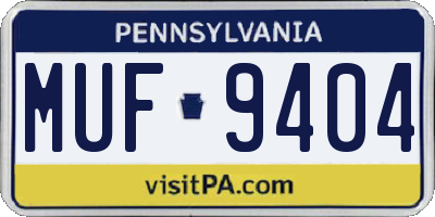 PA license plate MUF9404
